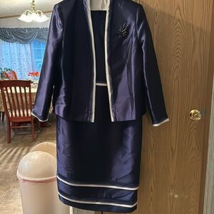 Moshita couture blue and silver lined two piece dress.